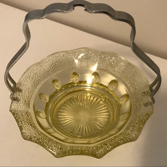 Rare Yellow 2 pc Glass Pickle/Relish Dish - Picture 2 of 3